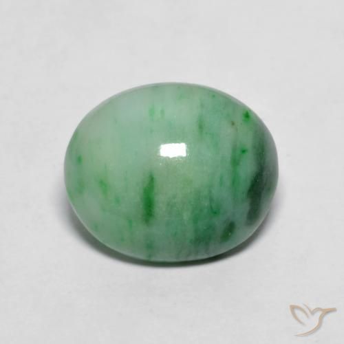 4.12ct 자연스러운 연한 초록색 비취, 타원형, 불투명체