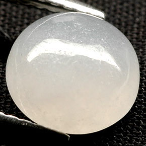 2.39캐럿 천연 화이트 경옥, 라운드 컷, 8.40 mm, 불투명체