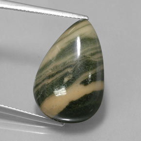16.74캐럿 천연 멀티컬러 재스퍼, 배 모양, 22.3×15.1 mm, 불투명체