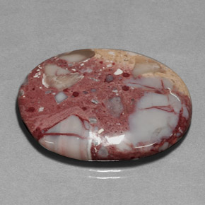39.41캐럿 천연 멀티컬러 재스퍼, 타원형 컷, 33.7×26.9 mm, 불투명체
