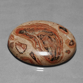 85.37캐럿 천연 멀티컬러 재스퍼, 타원형 컷, 41.3×31.8 mm, 불투명체
