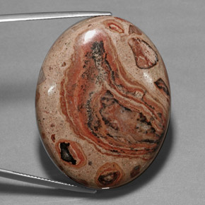 85.37캐럿 천연 멀티컬러 재스퍼, 타원형 컷, 41.3×31.8 mm, 불투명체