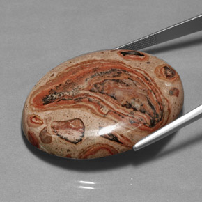 85.37캐럿 천연 멀티컬러 재스퍼, 타원형 컷, 41.3×31.8 mm, 불투명체