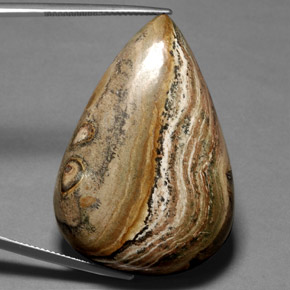 66.36캐럿 천연 멀티컬러 재스퍼, 배 모양, 40.7×27.8 mm, 불투명체