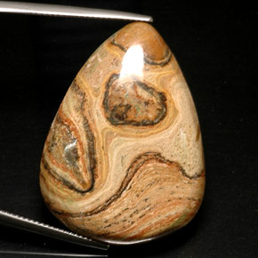 46.12캐럿 천연 멀티컬러 재스퍼, 배 모양, 35.9×25.7 mm, 불투명체