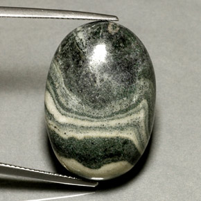 37.67캐럿 천연 멀티컬러 재스퍼, 타원형 컷, 26.9×18.8 mm, 불투명체