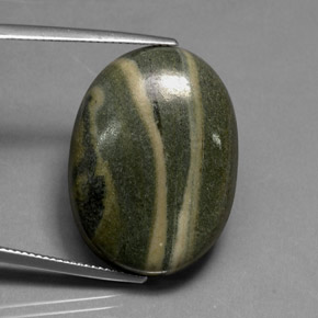 37.53캐럿 천연 멀티컬러 재스퍼, 타원형 컷, 26.8×19.7 mm, 불투명체