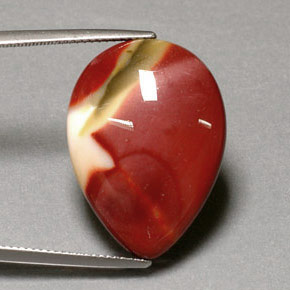 17.50캐럿 천연 멀티컬러 재스퍼, 배 모양, 25.3×18.3 mm, 불투명체