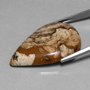 25.23캐럿 천연 멀티컬러 재스퍼, 배 모양, 31.8×21.2 mm, 불투명체