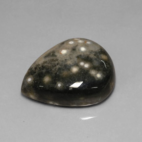 24.92캐럿 천연 멀티컬러 재스퍼, 배 모양, 23.1×19.5 mm, 불투명체