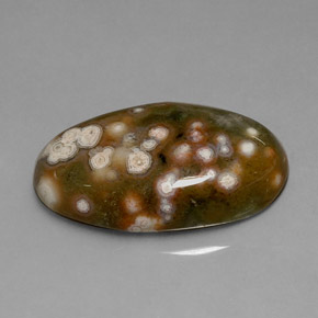 10.86캐럿 천연 멀티컬러 재스퍼, 타원형 컷, 21.6×11.2 mm, 불투명체