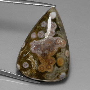 39.82캐럿 천연 멀티컬러 재스퍼, 트릴리언, 30.2×21.5 mm, 불투명체