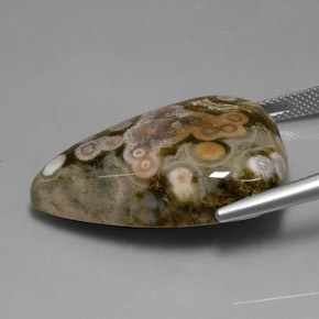 39.82캐럿 천연 멀티컬러 재스퍼, 트릴리언, 30.2×21.5 mm, 불투명체