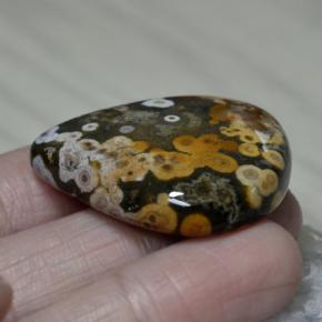 61.38캐럿 천연 멀티컬러 재스퍼, 배 모양, 34.1×31.1 mm, 불투명체