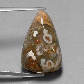 20.99캐럿 천연 멀티컬러 재스퍼, 배 모양, 23.8×15.2 mm, 불투명체