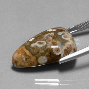 20.99캐럿 천연 멀티컬러 재스퍼, 배 모양, 23.8×15.2 mm, 불투명체