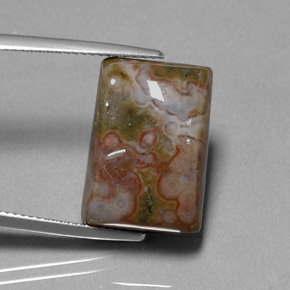 17.72캐럿 천연 멀티컬러 재스퍼, 바게트, 18.2×11.5 mm, 불투명체