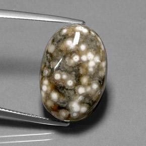 17.44캐럿 천연 멀티컬러 재스퍼, 타원형 컷, 21.1×14.4 mm, 불투명체