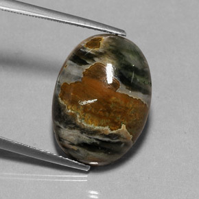 11.51캐럿 천연 멀티컬러 재스퍼, 타원형 컷, 18.2×13.4 mm, 불투명체