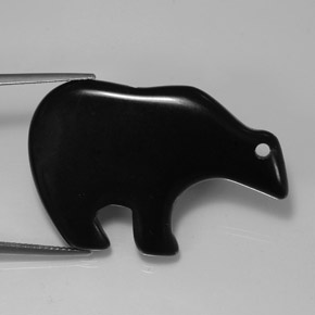 36.77캐럿 천연 검정색 재스퍼, 멋진 모양, 38.6×25.1 mm, 불투명체