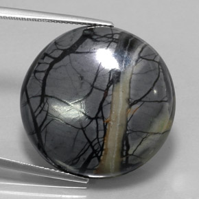 30.49캐럿 천연 다색 벽옥, 라운드 컷, 불투명체