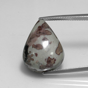 15.13캐럿 천연 멀티컬러 재스퍼, 배 모양, 19.7×14.7 mm, 불투명체