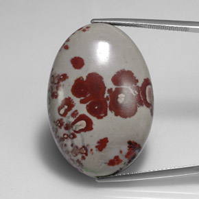 37.87캐럿 천연 멀티컬러 재스퍼, 타원형 컷, 31.9×21.8 mm, 불투명체