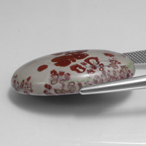 37.87캐럿 천연 멀티컬러 재스퍼, 타원형 컷, 31.9×21.8 mm, 불투명체