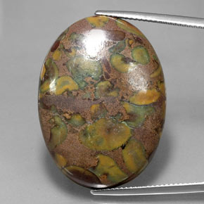 37.51캐럿 천연 멀티컬러 재스퍼, 타원형 컷, 31.8×23.4 mm, 불투명체