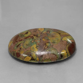 37.51캐럿 천연 멀티컬러 재스퍼, 타원형 컷, 31.8×23.4 mm, 불투명체