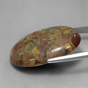37.51캐럿 천연 멀티컬러 재스퍼, 타원형 컷, 31.8×23.4 mm, 불투명체