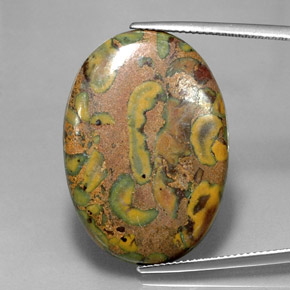 25.79캐럿 천연 멀티컬러 재스퍼, 타원형 컷, 30.3×21.3 mm, 불투명체