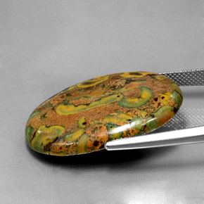 25.79캐럿 천연 멀티컬러 재스퍼, 타원형 컷, 30.3×21.3 mm, 불투명체
