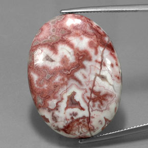 38.30캐럿 천연 멀티컬러 재스퍼, 타원형 컷, 32.3×24.1 mm, 불투명체
