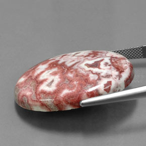 38.30캐럿 천연 멀티컬러 재스퍼, 타원형 컷, 32.3×24.1 mm, 불투명체