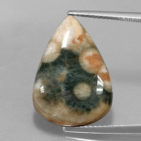 10.08캐럿 천연 멀티컬러 재스퍼, 배 모양, 21.1×14.8 mm, 불투명체