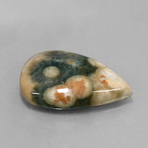 10.08캐럿 천연 멀티컬러 재스퍼, 배 모양, 21.1×14.8 mm, 불투명체