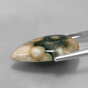 10.08캐럿 천연 멀티컬러 재스퍼, 배 모양, 21.1×14.8 mm, 불투명체