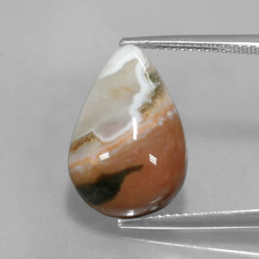 9.07캐럿 천연 멀티컬러 재스퍼, 배 모양, 18.3×12 mm, 불투명체