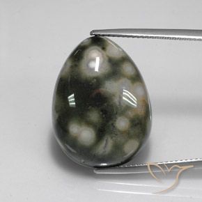 26.28캐럿 천연 멀티컬러 재스퍼, 배 모양, 22.7×17.2 mm, 불투명체