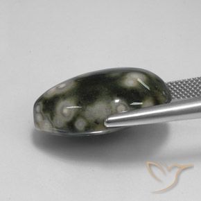 26.28캐럿 천연 멀티컬러 재스퍼, 배 모양, 22.7×17.2 mm, 불투명체
