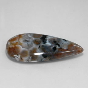 22.85캐럿 천연 멀티컬러 재스퍼, 배 모양, 34.4×17.5 mm, 투명한