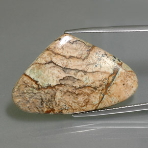 18.86캐럿 천연 멀티컬러 재스퍼, 배 모양, 34.6×21.8 mm, 불투명체