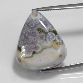 29.32캐럿 천연 멀티컬러 재스퍼, 배 모양, 22.9×19.6 mm, 불투명체