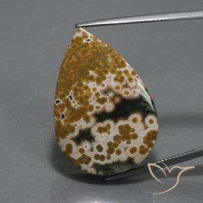 34.46ct 자연스러운 다색 벽옥, 배 모양, 불투명체