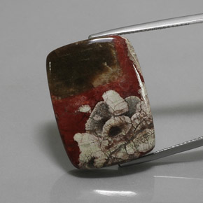 25.26캐럿 천연 멀티컬러 재스퍼, 쿠션 컷, 25.4×18.8 mm, 불투명체