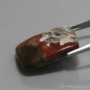 25.26캐럿 천연 멀티컬러 재스퍼, 쿠션 컷, 25.4×18.8 mm, 불투명체