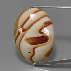 18.37캐럿 천연 멀티컬러 재스퍼, 타원형 컷, 25.1×18.2 mm, 불투명체