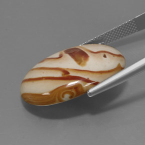 18.37캐럿 천연 멀티컬러 재스퍼, 타원형 컷, 25.1×18.2 mm, 불투명체