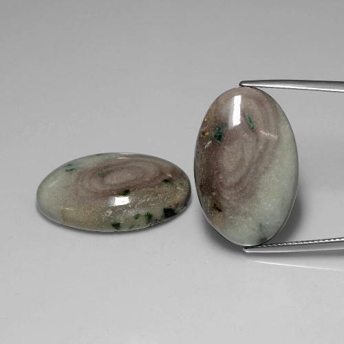 34.41캐럿 천연 다색 벽옥 보석, 타원형 컷, 불투명체